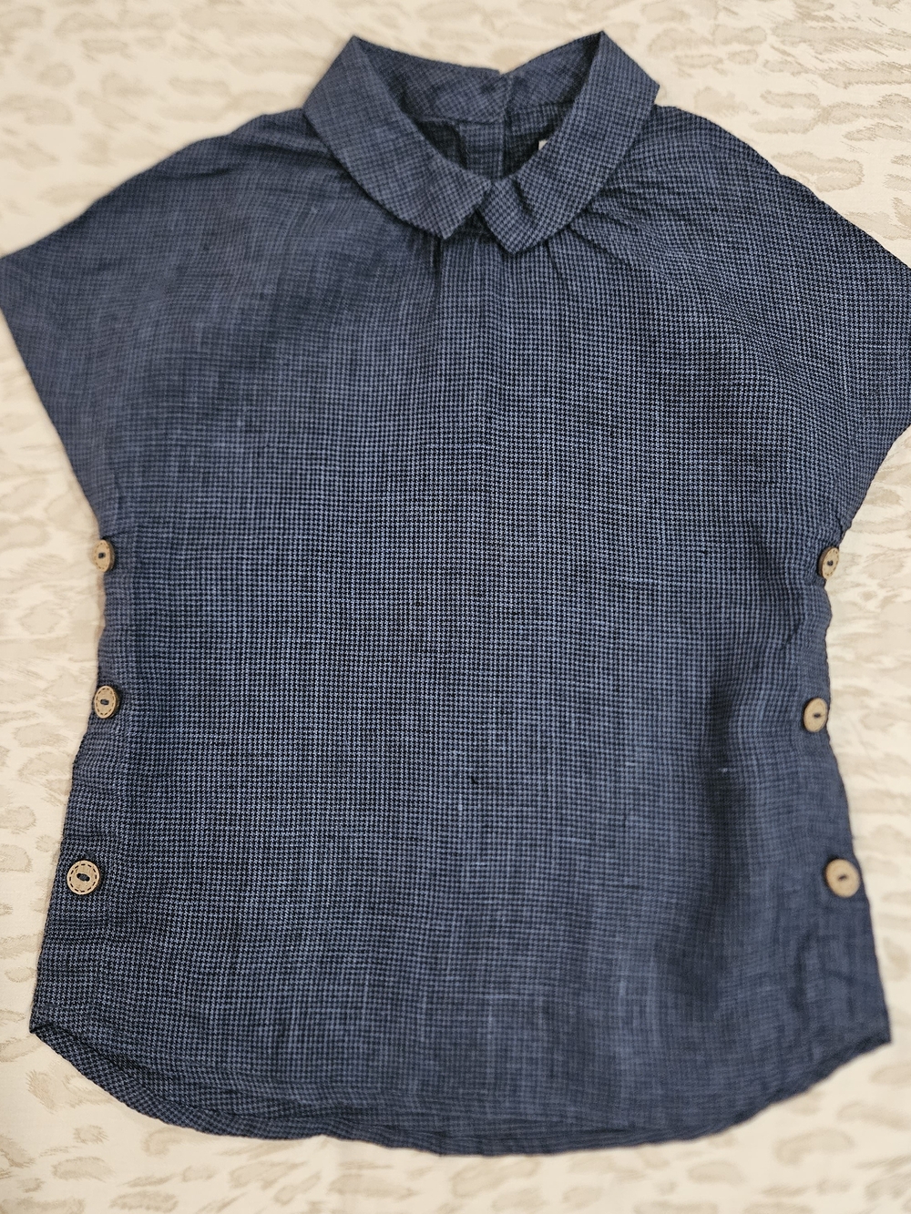 NOMA Navy Blue Button-Detail Linen Shirt Sz 3